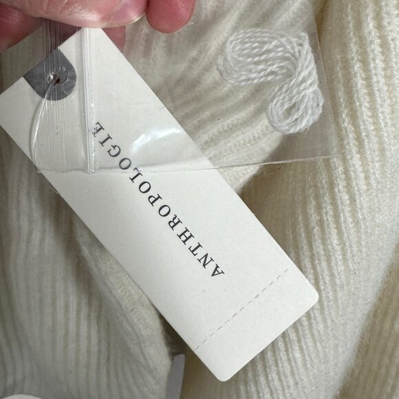 NWT Anthropologie 100% Cashmere Ribbed Mock Neck Jumper sweater Ivory Size XL - Picture 5 of 15